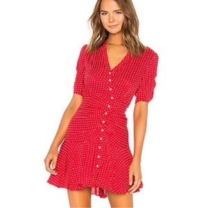 FreePeople - Pippa Short Sleeve Polka Dot Mini Dress in red